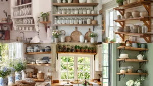 20 Cottage Kitchen Open Shelves Ideas With Pretty Dishes and Simple Details