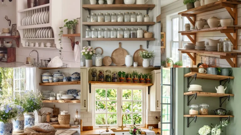 20 Cottage Kitchen Open Shelves Ideas With Pretty Dishes and Simple Details