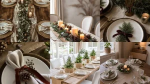 20 Neutral Holiday Kitchen Table Decor Ideas With Greenery and Candlelight