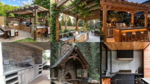 20 Wood Outdoor Kitchen Ideas With Pretty Pergolas and Clever Storage
