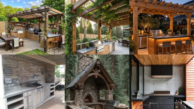 20 Wood Outdoor Kitchen Ideas With Pretty Pergolas and Clever Storage